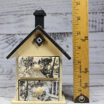 Two Drawer Jewelry Trinket Box House Shaped
