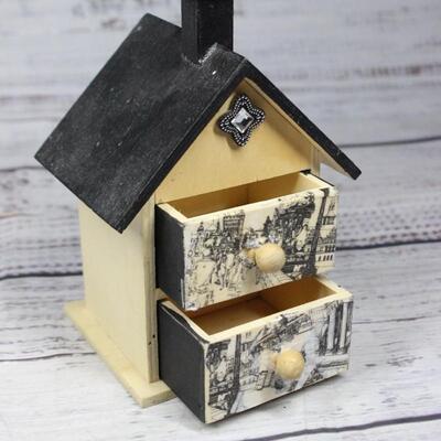 Two Drawer Jewelry Trinket Box House Shaped