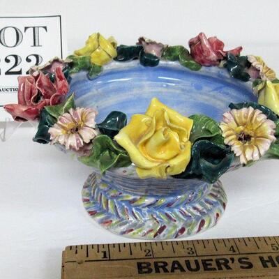 Vintage Bowl Applied Flowers, Made in Italy, Read description!