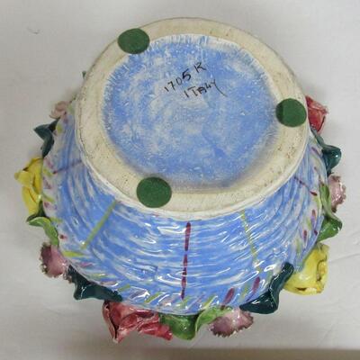 Vintage Bowl Applied Flowers, Made in Italy, Read description!