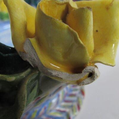 Vintage Bowl Applied Flowers, Made in Italy, Read description!
