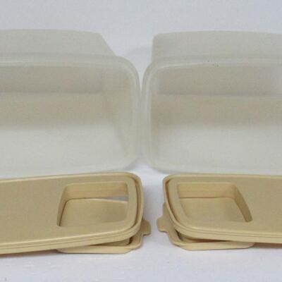 2 Vintage 9 1/2" Tupperware Store and Pour With Covers