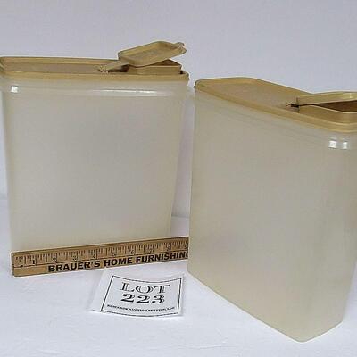 2 Vintage 9 1/2" Tupperware Store and Pour With Covers
