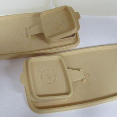 2 Vintage 9 1/2" Tupperware Store and Pour With Covers