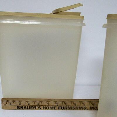 2 Vintage 9 1/2" Tupperware Store and Pour With Covers