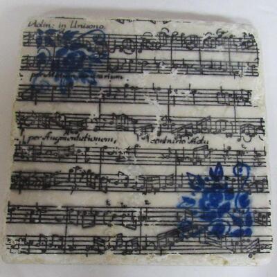Large Blue Snowflake Candle and 3 Stone Coasters, Musical Theme