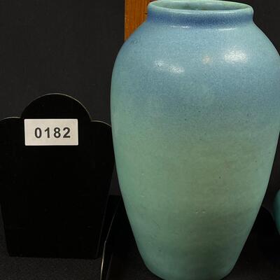 2 Vintage Ming Blue Van Briggle vases Tall, Short