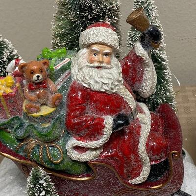 Light Up Santa Claus St Nick Figurine & Snowball Hanging Ornaments