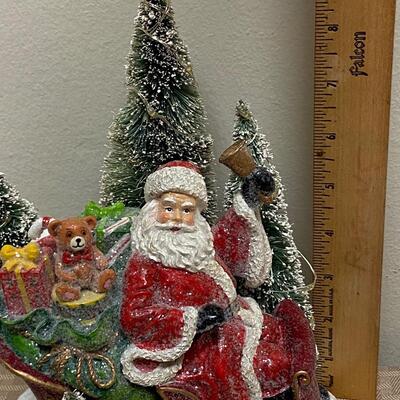 Light Up Santa Claus St Nick Figurine & Snowball Hanging Ornaments