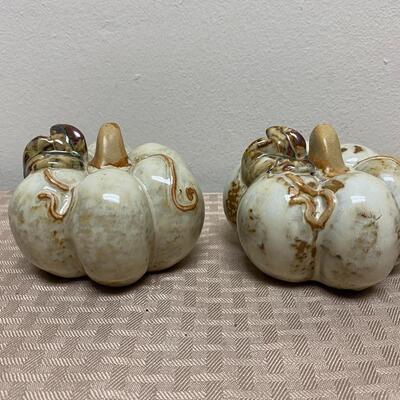 Pair of Ceramic Fall Thanksgiving Autumn Pumpkin Figurines
