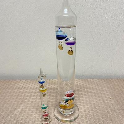 Pair of Bubble Glass Galileo Table Top Thermometers