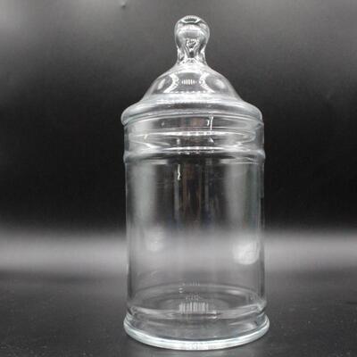 Lidded Clear Glass Apothecary Jar Canister