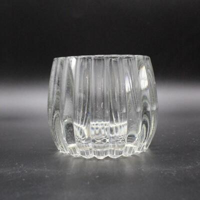 Small Ribbed Glass Votive Tea Light Candle Holder