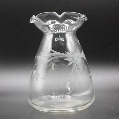 Small Etched Ruffle Edge Vase