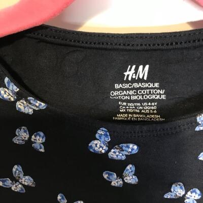 H&M organic cotton 4-6 girls butterfly t shirt