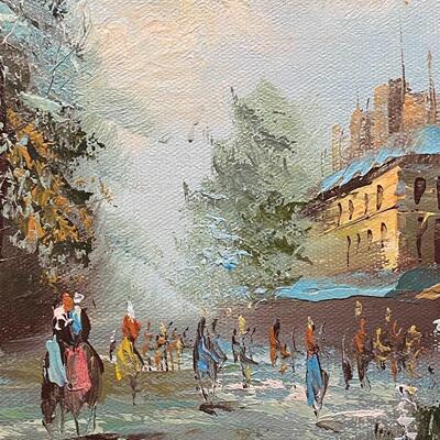 Small Vintage Cityscape Painting