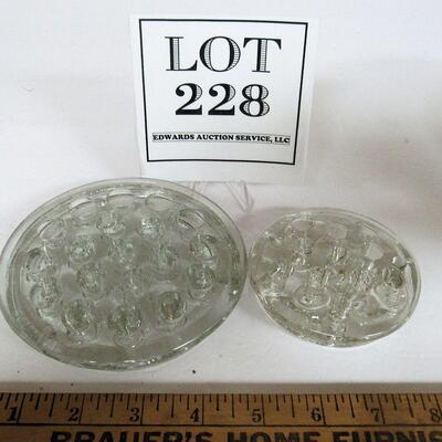 2 Vintage Glass Flower Frogs