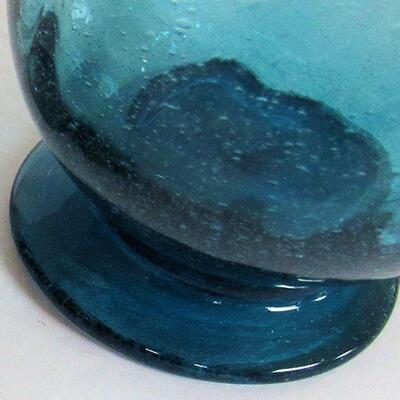 Thin blue Glass Decanter Swirl With Stopper