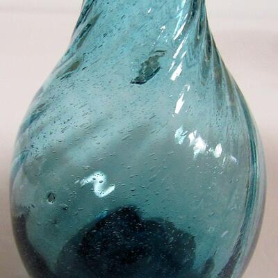 Thin blue Glass Decanter Swirl With Stopper