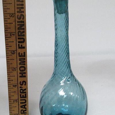 Thin blue Glass Decanter Swirl With Stopper
