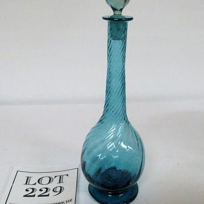Thin blue Glass Decanter Swirl With Stopper