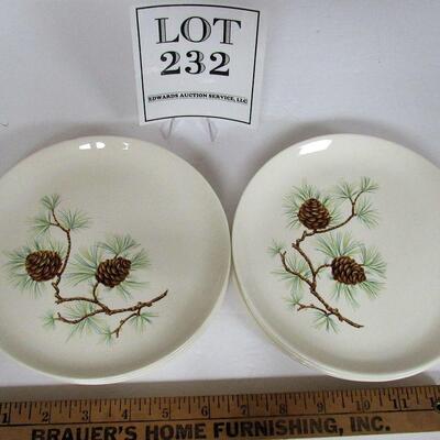 Vintage French Saxon China, USA, Pine Cone Pattern 7" Plates, Set of 8