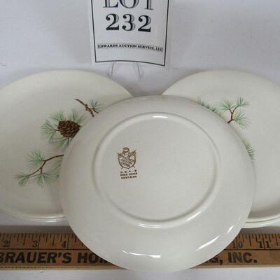 Vintage French Saxon China, USA, Pine Cone Pattern 7" Plates, Set of 8