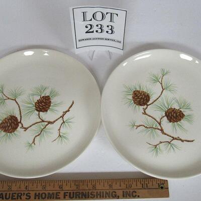 Vintage French Saxon China, USA, Pine Cone Pattern 9" Dinner Plates, Set of 4