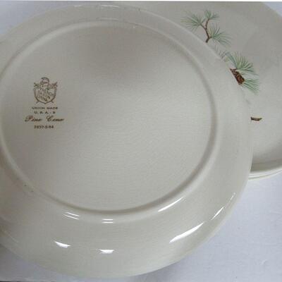 Vintage French Saxon China, USA, Pine Cone Pattern 9" Dinner Plates, Set of 4