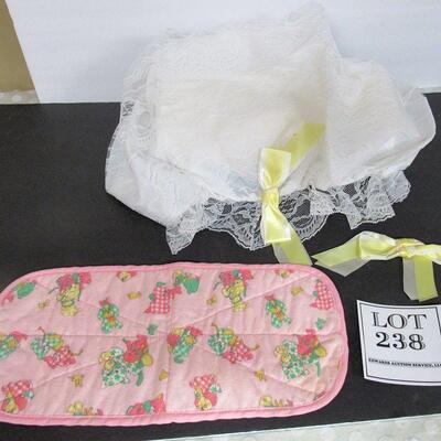 Older Lace Covered Baby Crib/Bassinet Sheet Cover and Top Cover