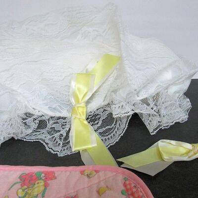Older Lace Covered Baby Crib/Bassinet Sheet Cover and Top Cover