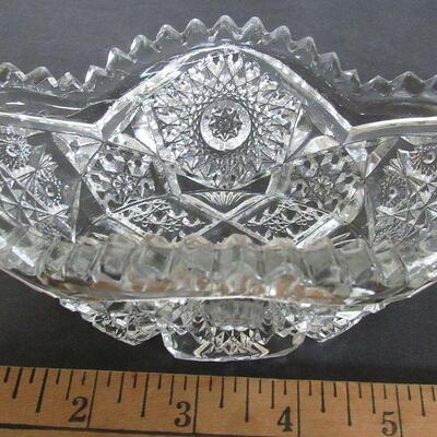 3 Vintage Pressed Glass Dishes, Large Bowl and 2 Smaller Oblongs