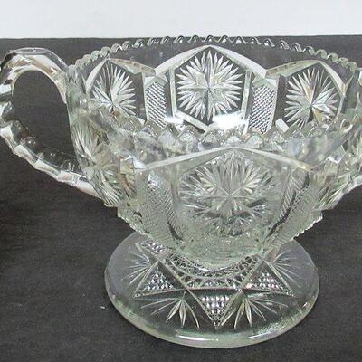 Large Pattern Glass Handled Bowl