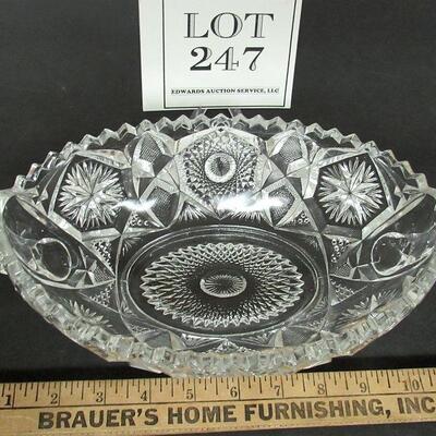 Large Nice Pressed Glass Handled Bowl