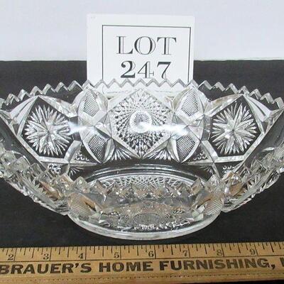 Large Nice Pressed Glass Handled Bowl