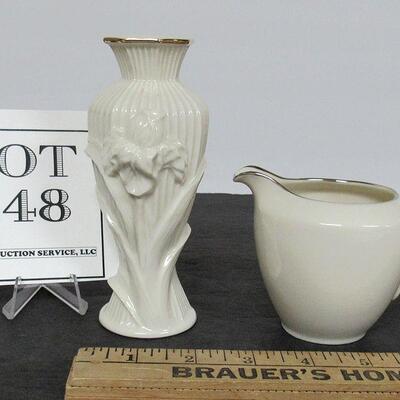 Vintage Lenox Iris Bud Vase and Creamer