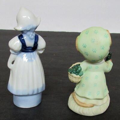 Occupied Japan Lady Figurine and Enesco Country Calico Mouse Figurine, 1982