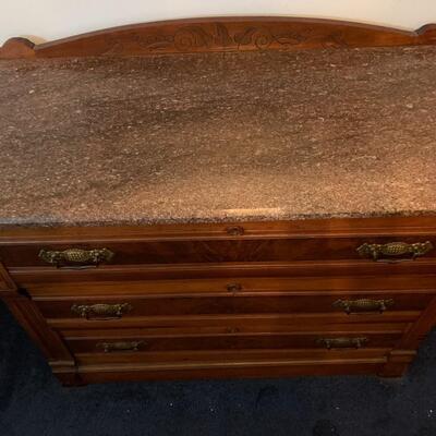 Fabulous Eastlake Marble-top Dresser with matching mirror (circa 1890)