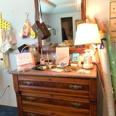 Fabulous Eastlake Marble-top Dresser with matching mirror (circa 1890)