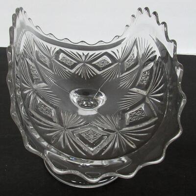 Large Pattern Glass Banana Boat Dish