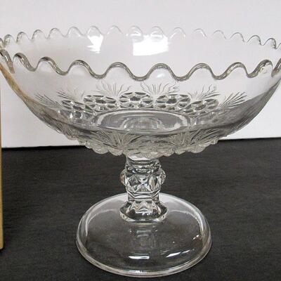Large Vintage Pattern Glass Compote, Unknown Pattern Name