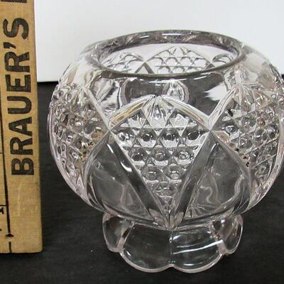 Small Pattern Glass Rose Bowl, Pattern Unknown