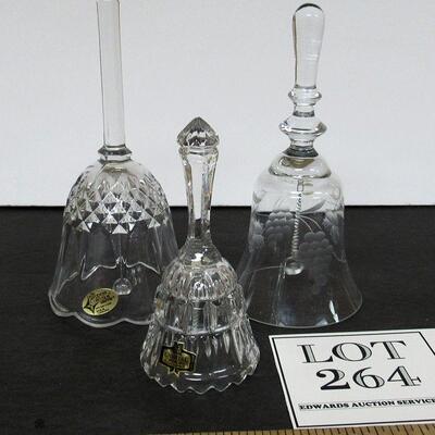 3 Vintage Glass Bells, Pressed Glass and Cut Grapes Pattern