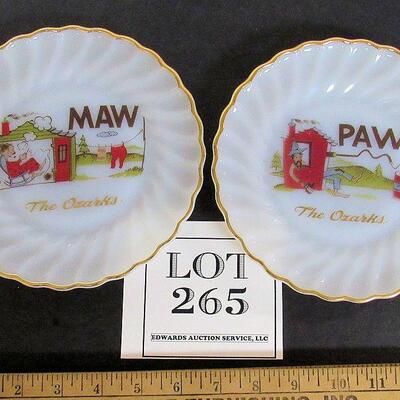 2 Vintage Anchor Hocking Maw and Paw Plates, Camden Arkensas