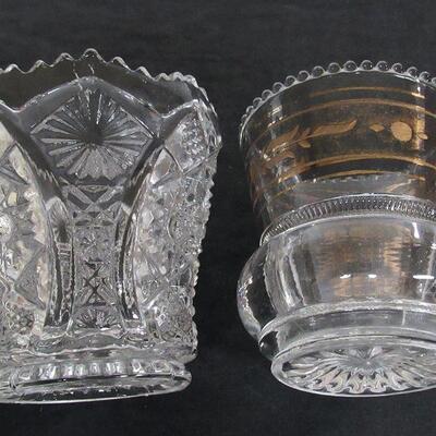 2 Vintage Toothpick Holders, Imperial Glass, and Antique Glass With Gold Trim