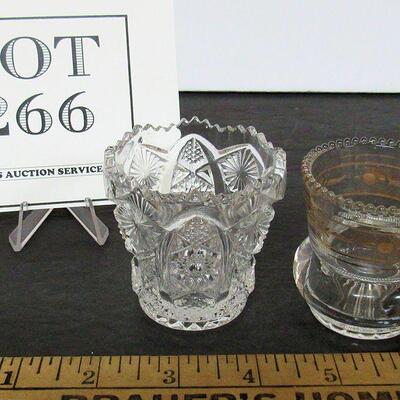 2 Vintage Toothpick Holders, Imperial Glass, and Antique Glass With Gold Trim