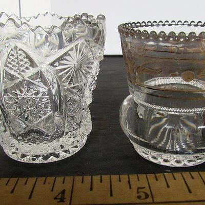 2 Vintage Toothpick Holders, Imperial Glass, and Antique Glass With Gold Trim