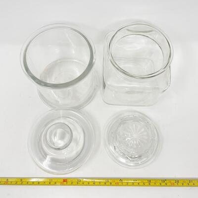 SHORT LIDDED GLASS CANISTER SET OF 2