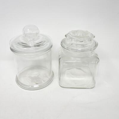 SHORT LIDDED GLASS CANISTER SET OF 2