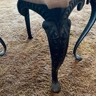 Antique Custom Needlepoint Wrought Iron Vanity Stool